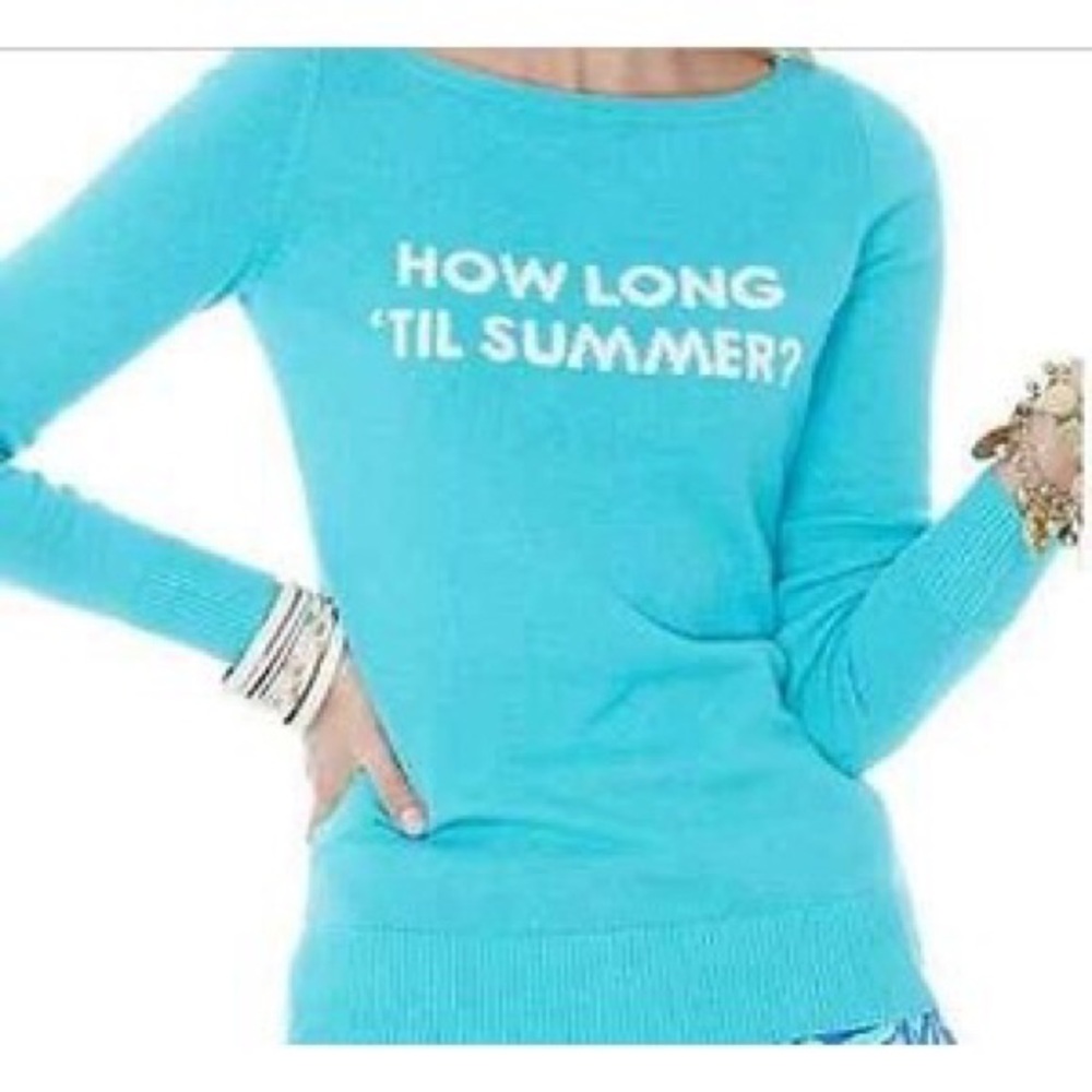 Lilly Pulitzer Turquoise 'How Long 'Til Summer?' Crewneck Sweater